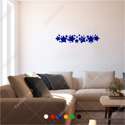 Büyüklü Küçüklü Yıldızlar Bordür Süsleme 60x10 cm Duvar Sticker