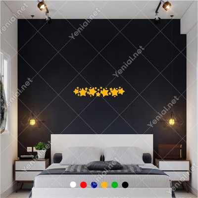 Büyüklü Küçüklü Yıldızlar Bordür Süsleme 60x10 cm Duvar Sticker