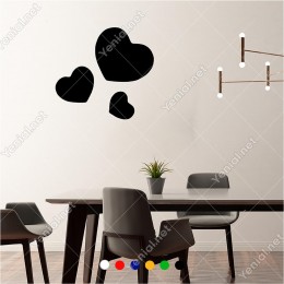 Büyükten Küçüğe Sıralanmış Üç Kalp 60x55 cm Duvar Sticker
