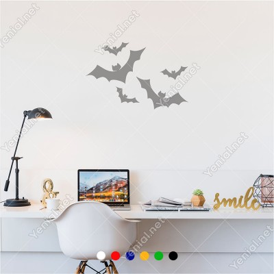 Büyükten Küçüğe Uçuşan Yarasalar 60x40 cm Duvar Sticker