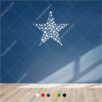 Küçüklü Büyüklü Oluşturulmuş Yıldız Şekli 60x60 cm Duvar Sticker