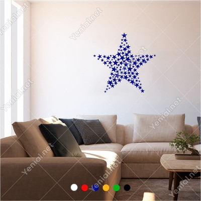 Küçüklü Büyüklü Oluşturulmuş Yıldız Şekli 60x60 cm Duvar Sticker