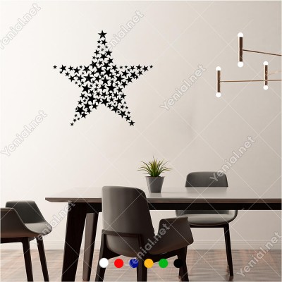Küçüklü Büyüklü Oluşturulmuş Yıldız Şekli 60x60 cm Duvar Sticker