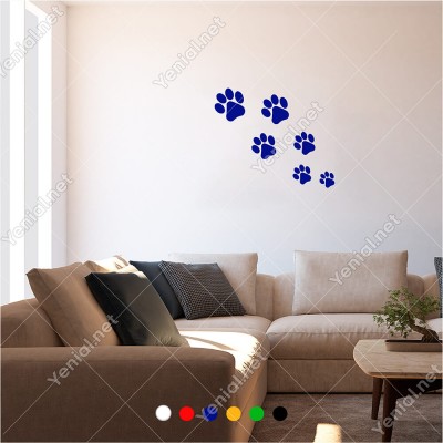 Küçükten Büyüğe Sıralanmış Pati Ayak İzi 60x50 cm Duvar Sticker