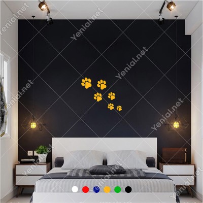 Küçükten Büyüğe Sıralanmış Pati Ayak İzi 60x50 cm Duvar Sticker