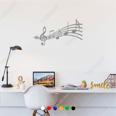 Solfeş Anahtarı ve Sıralanmış Notalar 60x30 cm Duvar Sticker