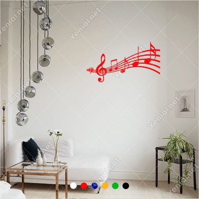 Solfeş Anahtarı ve Sıralanmış Notalar 60x30 cm Duvar Sticker