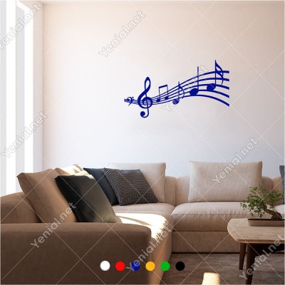 Solfeş Anahtarı ve Sıralanmış Notalar 60x30 cm Duvar Sticker