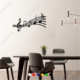 Solfeş Anahtarı ve Sıralanmış Notalar 60x30 cm Duvar Sticker