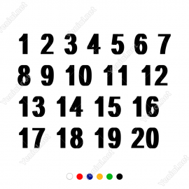 1 Den 20 Ye Kadar Rakam Sayı Sticker Yapıştırma 