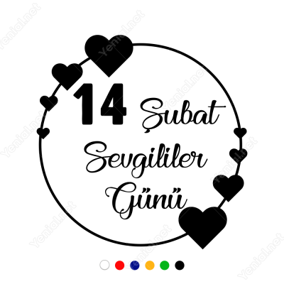 14 Şubat Sevgililer Günü Çember Üstünde Kalp 110x110cm Sticker