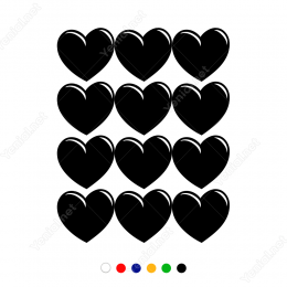 14 Şubat Sevgililer Günü Kalp 12 Adet (15cm) Sticker Yapıştırma