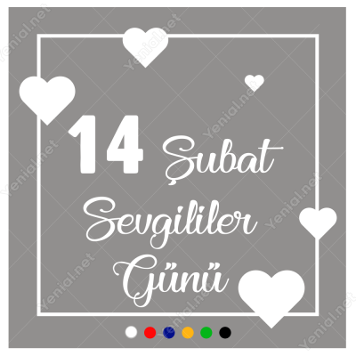 14 Şubat Sevgililer Günü Kare Üstünde Kalp 110x110cm Sticker