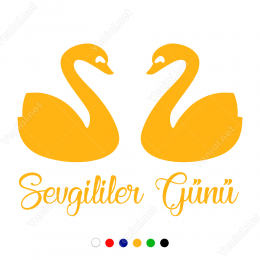 14 Şubat Sevgililer Günü Kuğular 110x110cm Sticker