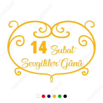 14 Şubat Sevgililer Günü Motif Desenli Kalp 110x110cm Sticker