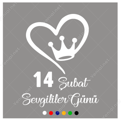 14 Şubat Sevgililer Günü Taçlı Kalp 110x110cm Sticker 14 Şubat Sevgililer Günü Taçlı Kalp 110x110cm Sticker