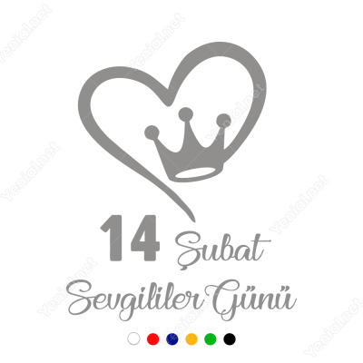 14 Şubat Sevgililer Günü Taçlı Kalp 110x110cm Sticker 14 Şubat Sevgililer Günü Taçlı Kalp 110x110cm Sticker