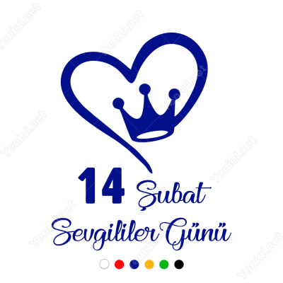 14 Şubat Sevgililer Günü Taçlı Kalp 110x110cm Sticker 14 Şubat Sevgililer Günü Taçlı Kalp 110x110cm Sticker