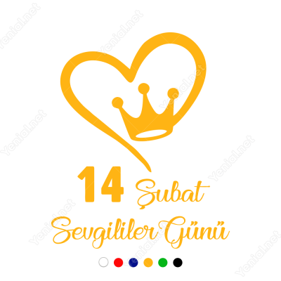 14 Şubat Sevgililer Günü Taçlı Kalp 110x110cm Sticker 14 Şubat Sevgililer Günü Taçlı Kalp 110x110cm Sticker