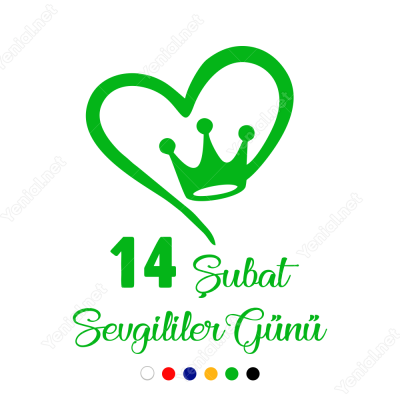 14 Şubat Sevgililer Günü Taçlı Kalp 110x110cm Sticker 14 Şubat Sevgililer Günü Taçlı Kalp 110x110cm Sticker