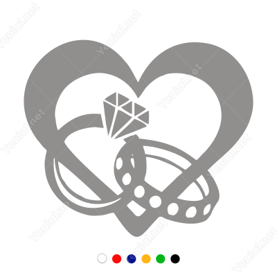 14 Şubat Sevgililer Günü Tektaş Ve Alyans 110x110cm Sticker