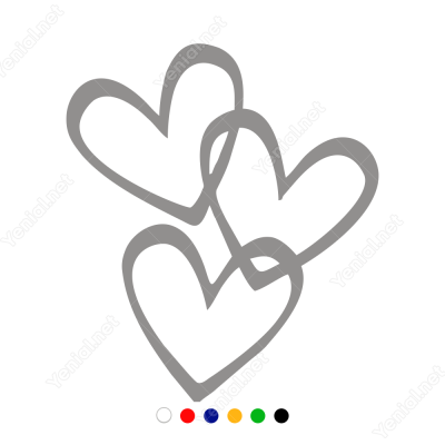 14 Şubat Sevgililer Günü Üç Kalp 110x110cm Sticker 14 Şubat Sevgililer Günü Üç Kalp 110x110cm Sticker