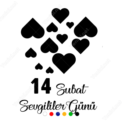 14 Şubat Sevgililer Günü Üst Üste Kalpler 110x110cm Sticker 14 Şubat Sevgililer Günü Üst Üste Kalpler 110x110cm Sticker