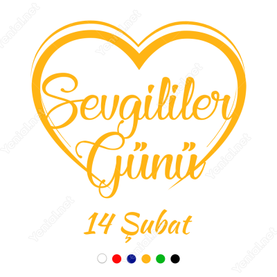 14 Şubat Sevgililer Günü Yazısı Kalpli 100x100cm Sticker