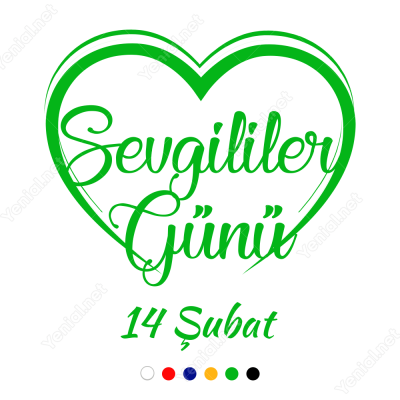 14 Şubat Sevgililer Günü Yazısı Kalpli 100x100cm Sticker