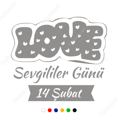 14 Şubat Sevgililer Günü Yazısı (LOVE - AŞK) 100x100cm Sticker
