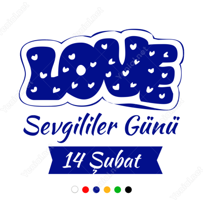 14 Şubat Sevgililer Günü Yazısı (LOVE - AŞK) 100x100cm Sticker