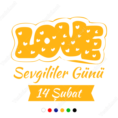 14 Şubat Sevgililer Günü Yazısı (LOVE - AŞK) 100x100cm Sticker