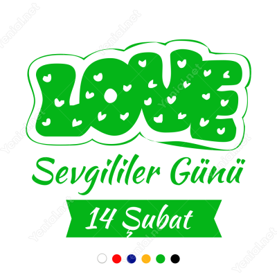 14 Şubat Sevgililer Günü Yazısı (LOVE - AŞK) 100x100cm Sticker