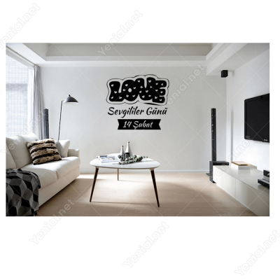 14 Şubat Sevgililer Günü Yazısı (LOVE - AŞK) 100x100cm Sticker