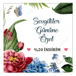 14 Şubat Sevgililer Gününe Özel Çiçek Desenli Sticker