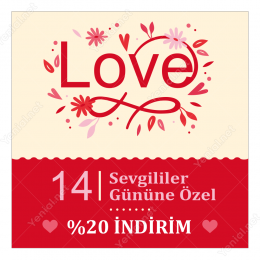 14 Şubat Sevgililer Gününe Özel Love Yazılı Sticker yapıştırma