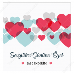 14 Şubat Sevgililer Gününe Özel Renkli Kalpli Sticker Yapıştırma