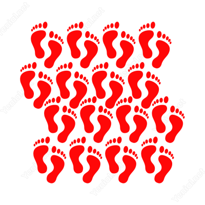 16 Adet  Ayak İzi Stickerı (15cm) Yapıştırması 