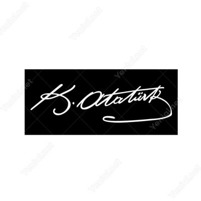 Kemal Atatürk Siyah Zeminli İmzası Siticker