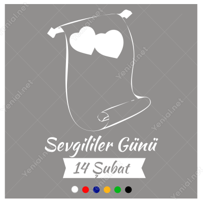 Sevgililer Günü 14 Şubat Yazısı 110x75cm Sticker Yapıştırma