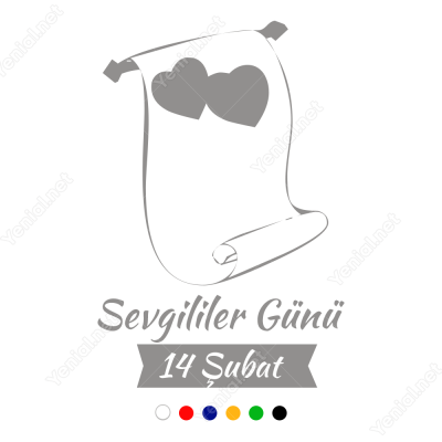 Sevgililer Günü 14 Şubat Yazısı 110x75cm Sticker Yapıştırma