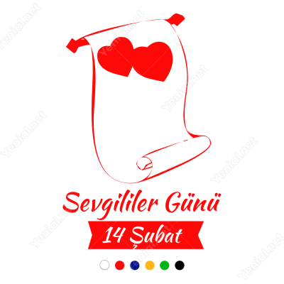Sevgililer Günü 14 Şubat Yazısı 110x75cm Sticker Yapıştırma