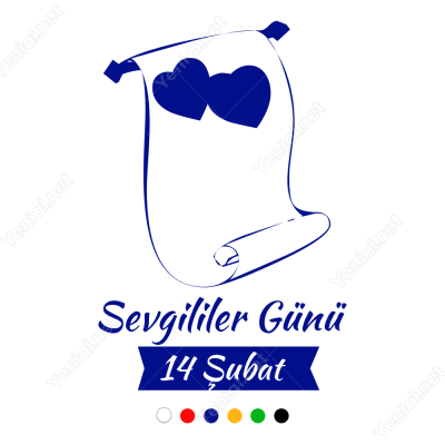 Sevgililer Günü 14 Şubat Yazısı 110x75cm Sticker Yapıştırma