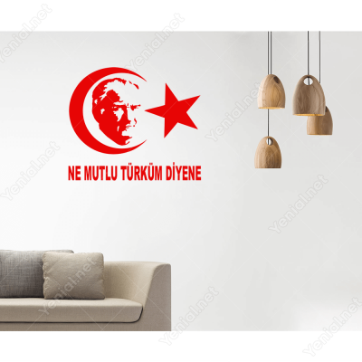 Ay Yıldız Atatürk Ne Mutlu Türküm Diyen Sticker Yapıştırma 