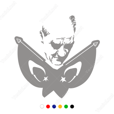 Çift Al Bayraklı Atatürk Görseli Sticker