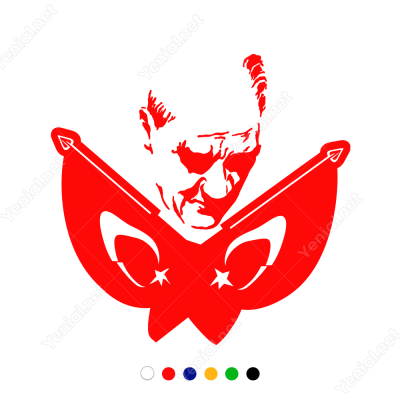Çift Al Bayraklı Atatürk Görseli Sticker Çift Al Bayraklı Atatürk Görseli Sticker