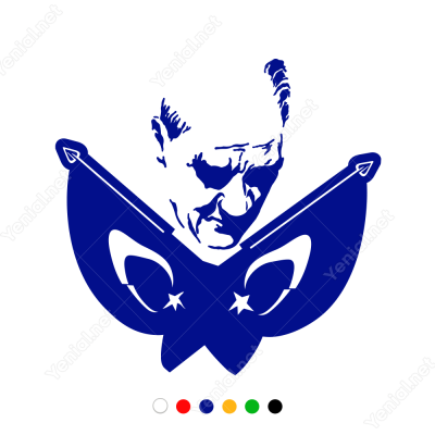 Çift Al Bayraklı Atatürk Görseli Sticker
