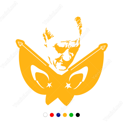 Çift Al Bayraklı Atatürk Görseli Sticker