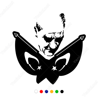 Çift Al Bayraklı Atatürk Görseli Sticker