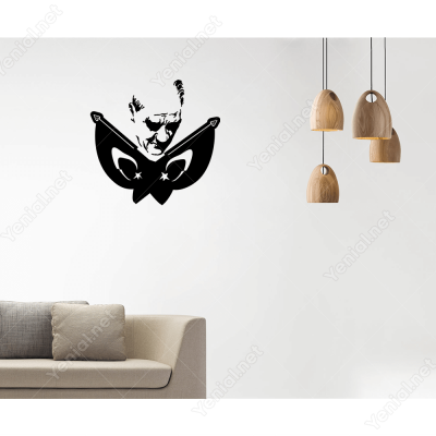 Çift Al Bayraklı Atatürk Görseli Sticker